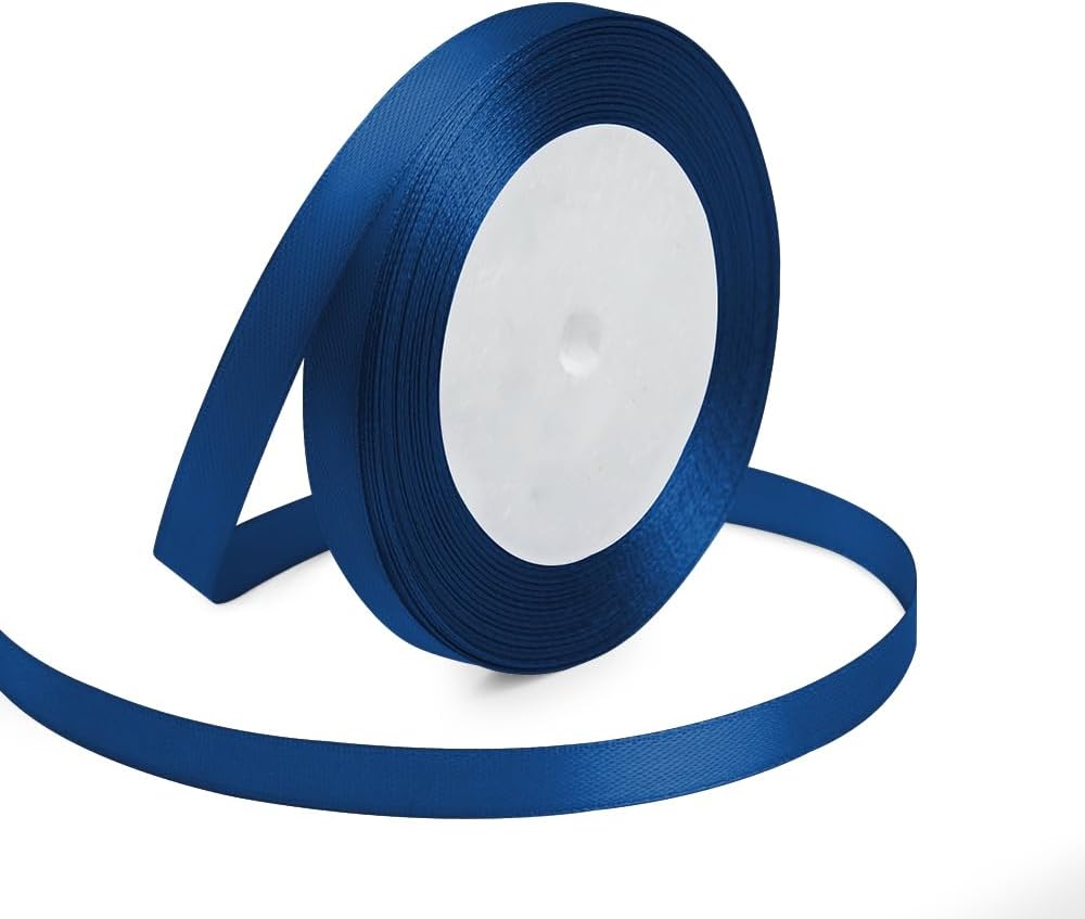 KMER LIFE 3/8 Inches x 25 Yards Navy Blue Satin Ribbon Solid Fabric Ribbons for Crafts, Wedding Decor, DIY Hair Accessories, Sewing, Gift Package Wrapping, Valentine's Day Bouquet and More - Crafty Corner
