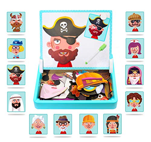 Magnetic Puzzles Face Dress Up Travel Game Double Side Preschool Educational Learning Toy for Kids (78 Count)