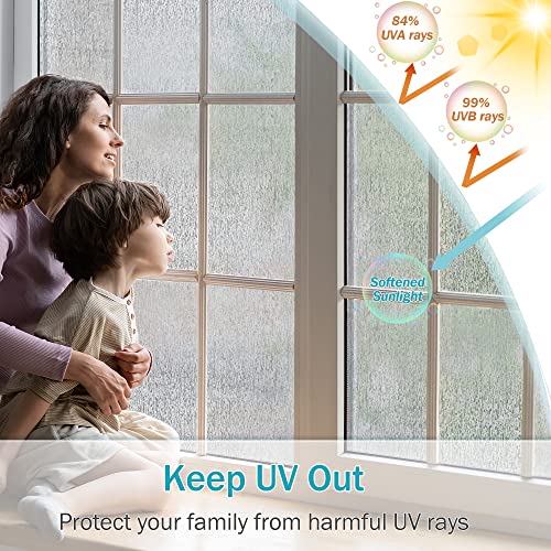 Rain Glass Window Film Privacy Static Window Clings Decorative Glass Sticker for Home Office Removable UV Protection Heat Control 17.7 x 118 inches (14.5 Sq Ft)