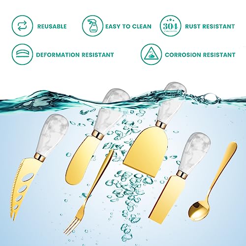 Marble Gold Cheese Knife Set