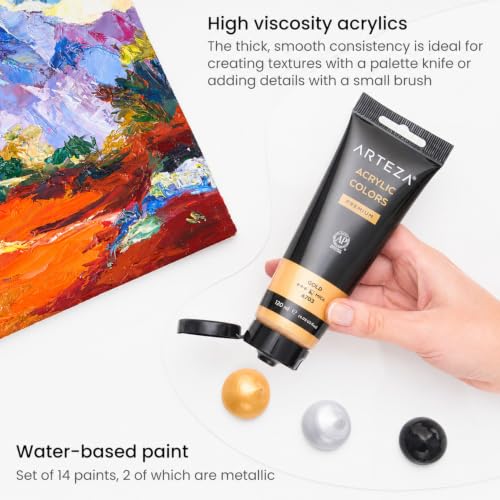 Acrylic Paint Set of 14 Colors (56.84 Fl Oz)
