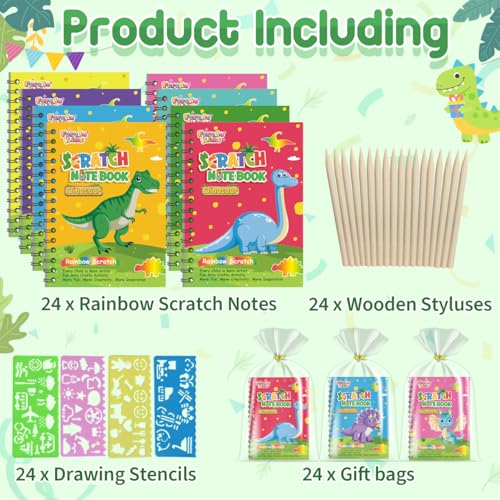 24 Pack Rainbow Scratch Notebook Art Party Favors for Kids