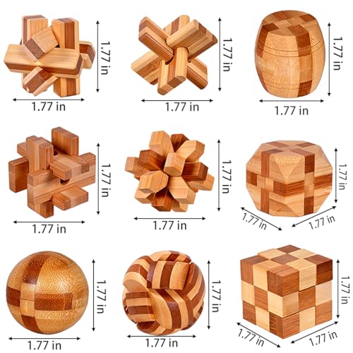 18 Pack Wooden Brain Teaser Puzzles Stress Relief Toys Wooden Burr Puzzles Brain Teaser Puzzle with Gift Packing Box Magic Puzzle Games Toy for Kids and Adults by AHYUAN (18 Count)