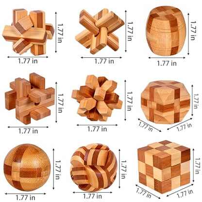 18 Pack Wooden Brain Teaser Puzzles Stress Relief Toys Wooden Burr Puzzles Brain Teaser Puzzle with Gift Packing Box Magic Puzzle Games Toy for Kids and Adults by AHYUAN (18 Count)