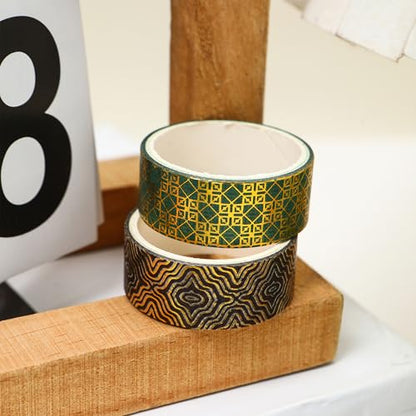 12 Rolls Charming Washi Tape Set Gold Silver Foil Detailing Arts Adhesive Tapes Basic Patterns Decorative Masking Tape Sets for Craft (12 Count)