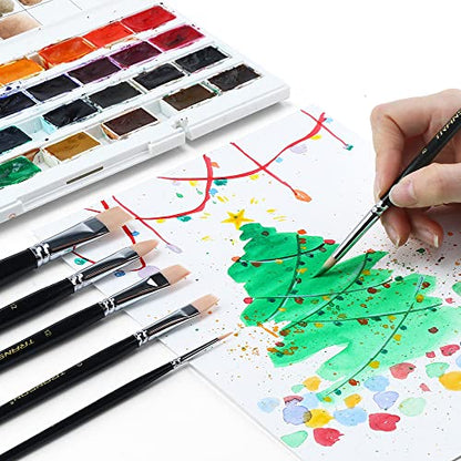Paint Brush Set 6pcs Art Painting Flexible Bristle for Acrylic Watercolor Gouache Oil Leather Canvas and Face Painting (6 Count)
