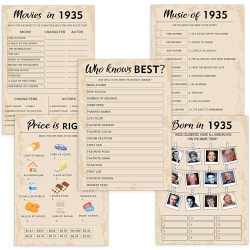 90th Birthday Party Games (5 Count)