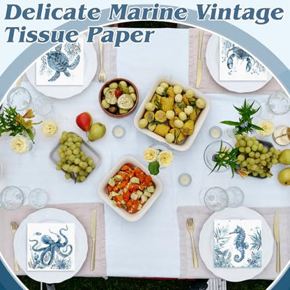 200 Pieces Blue Ocean Animal Paper Napkins 2 (200 Count)