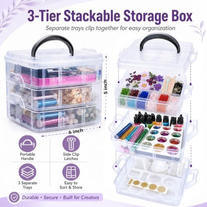 Resin Kit 3 Tier Storage Box Jewelry Making Kit with Molds (125 Count)