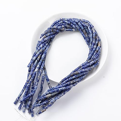 Natural Blue Sodalite Cylinder Tube Beads 4x13mm 38cm (28 Count)