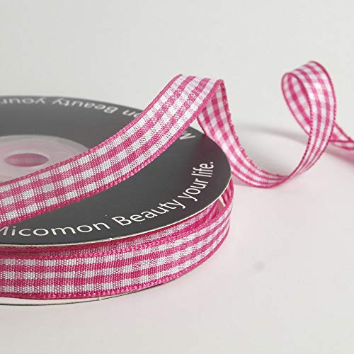 Pink and White Gingham Ribbon Hot Pink Gingham Ribbon 25 Yards Each Roll 100% Polyester (72 Foot)