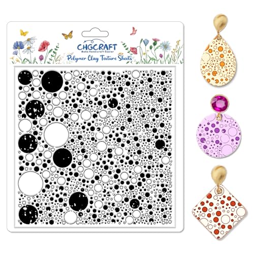 Retro Polka Dots Polymer Clay Texture Sheets Bubble Geometric Silicone Texture Stamp Clay Texture Mat Modeling Pattern Pad Sheets for Jewelry and Earrings Tools