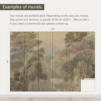 Tropical Jungle Wallpaper Landscape Tree wall murals for Bedroom 136"x96"