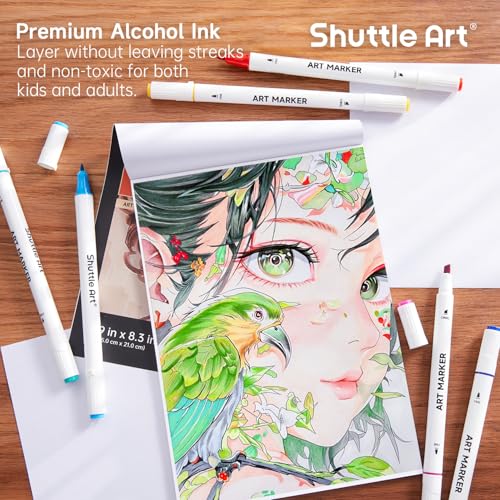 30 Colors Dual Tip Art Markers Permanent Marker Pens Highlighters Perfect for Illustration Adult Coloring Sketching and Card Making (30 Count)