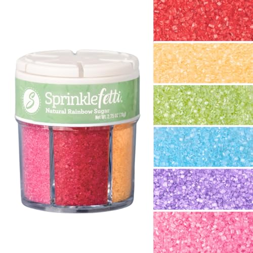Dye Free Rainbow Decorating Sugar 6 Cell Jar (2.75 Ounce)