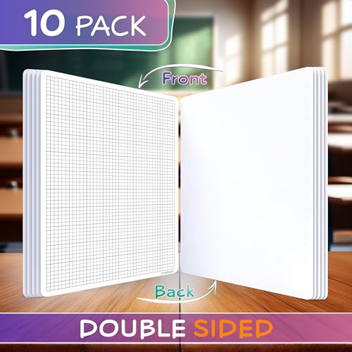 Small Grid Dry Erase Sheets 9”x12” Math Practice Small White Board Sheets Math Manipulatives Quad Graph Whiteboard Sheets Math Supplies Homeschool Teacher Students Classroom Pack of 10 (10 Count)