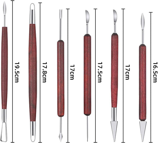 Pottery Tools and Supplies for Polymer, Yagugu 6Pcs Basic Wood Ceramics Carving Tool Supplies kit Accessories for Kids, Adults and Artists Modeling Shaping Building for Art&Craft