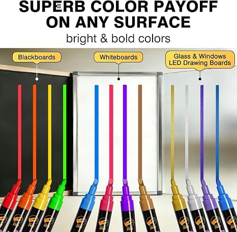 Liquid Chalk Markers for Blackboard Glass (24 Count)