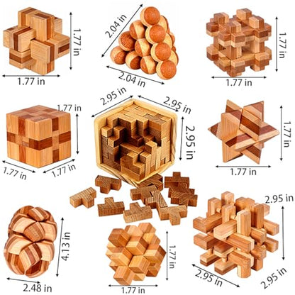 18 Pack Wooden Brain Teaser Puzzles Stress Relief Toys Wooden Burr Puzzles Brain Teaser Puzzle with Gift Packing Box Magic Puzzle Games Toy for Kids and Adults by AHYUAN (18 Count)