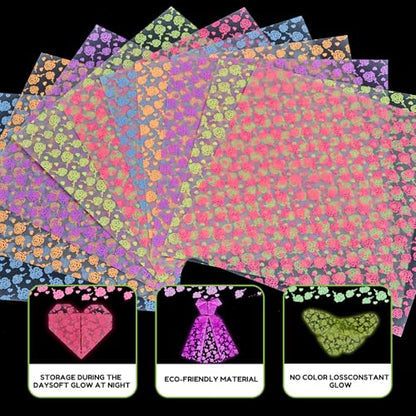 Floral Glow in the Dark Origami Paper (50 Count)