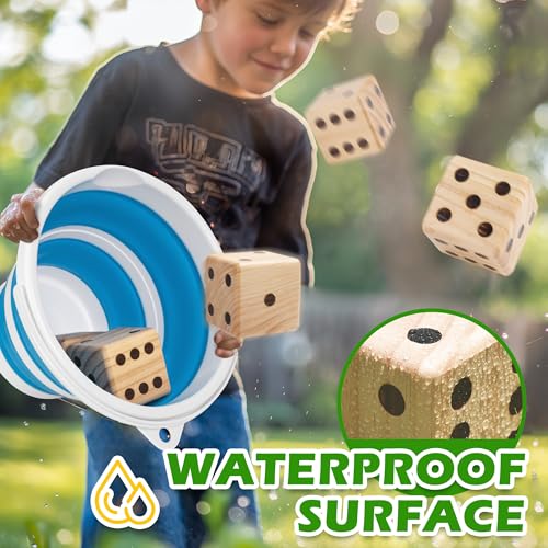 3.5" Giant Wooden Yard Dice Set for Outdoor Fun