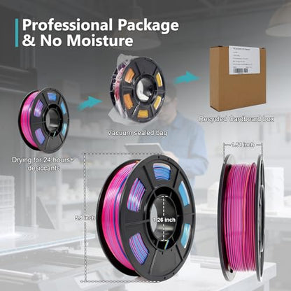 Silk PLA 3D Printer Filament Triple Color Silk PLA Filament 1.75mm 3D Printing Filament Fit Most FDM Printers