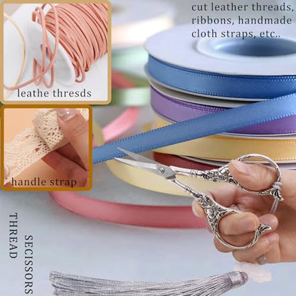 4.5Inch Needlepoint Scissors Sharp Embroidery Scissor with Cover Tassel Stainless Steel Precision Shears Crochet Cross Shears for Beading Sewing Machine DIY Artwork Knitting