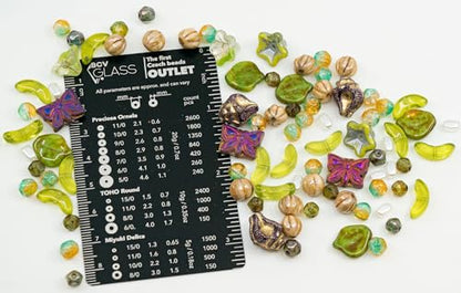 1.4oz (40g) Mix of Czech Glass Beads, Green Leaves and Flower Beads with Purple Butterfly Beads, Hand Made Set Kit, Green Purple Butterflies