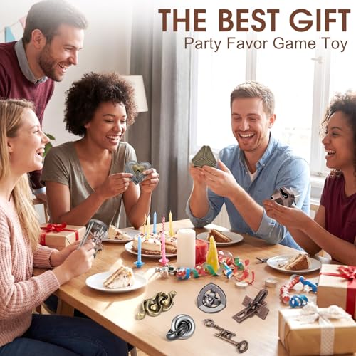 9 Pcs Metal Brain Teasers 3D Steel Puzzle Set (9 Count)