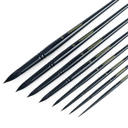 8pcs Round Watercolor Paint Brush Set Goat Hair for Watercolors (8 Count)