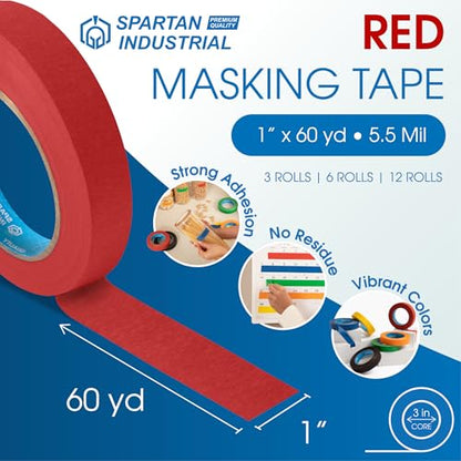 1" X 60 yd Red Masking Tape (12 Count)