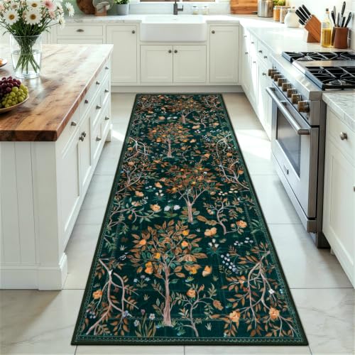 Boho Floral Rug Runners for Hallways Non Slip (20 Sq Ft)