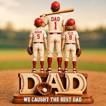 Personalized Baseball Dad Wooden Plaque