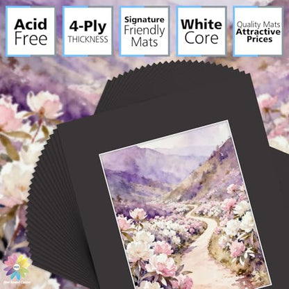 Mat Board Center 25 Pack 16x20 Picture Mat for 11x14 Photo Black