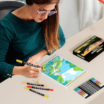 24 Colors Precision Dual Tip Acrylic Paint Markers Pens (24 Count)