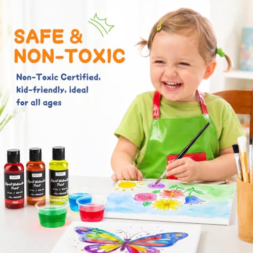 6 Colors Liquid Watercolor Paint Set (12 Fl Oz)