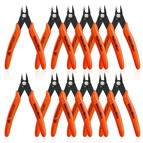 12-Pack 5-Inch Flush Cutters, Spring-Loaded Precision Side Cutters