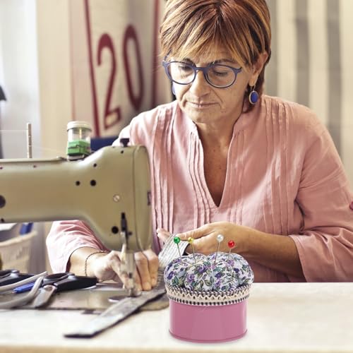 Sewing Pin Cushion Box Ball Head Pin Holder with Storage Box Decorative Needle Cushion for Home Office School DIY Craft 3.34 X 3.34 X 2.95 in