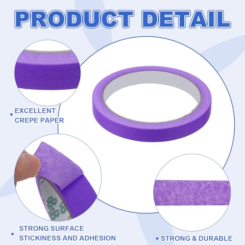 Masking Tape 0.5 Inch x 21 Yard Painter's Tape Purple Paint Tapes for DIY Crafts Arts Drawing Decoration Labeling Car Painting Artist Teachers
