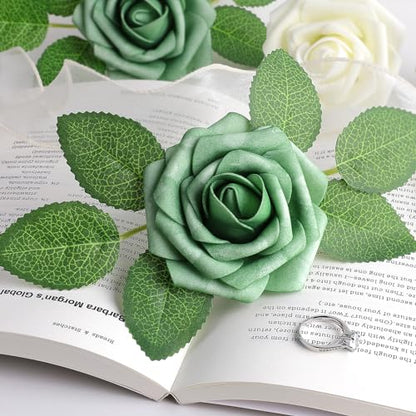 Forest Shades Rose 25pcs Real Looking Artificial Flowers w