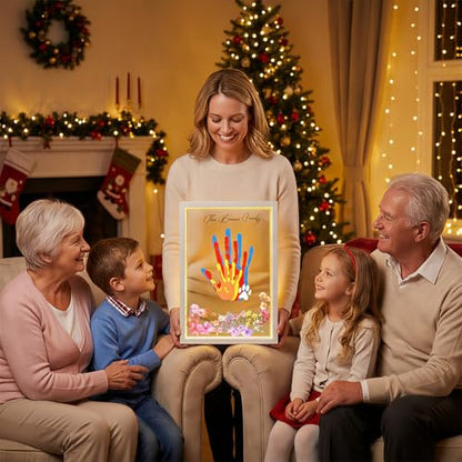 Family Handprint Kit with Light Handprint Frame Kit for New Parents Newborn