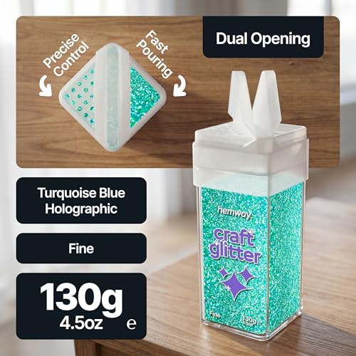 Craft Glitter Shaker Turquoise Blue Holographic 110g Fine (4.6 Ounce)
