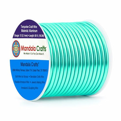 12 Gauge Turquoise Anodized Aluminum Craft Wire (60 Foot)