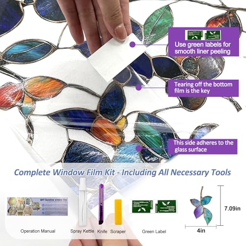 Window Privacy Film Stained Glass Window Film Frosted Window Film Window clings Non (13.7 Sq Ft)