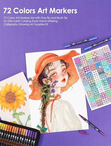 72 Colors Dual Tip Watercolor Markers Pens for School Supplies (72 Count)
