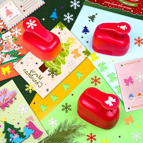 3 Pcs Christmas Punch Snowflakes Bow Xmas Tree Shape Punch for Cardstock (3 Count)
