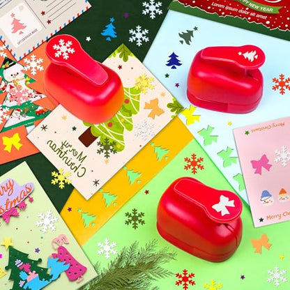 3 Pcs Christmas Punch Snowflakes Bow Xmas Tree Shape Punch for Cardstock (3 Count)