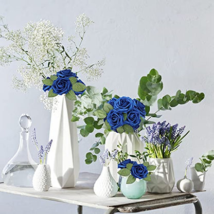 Royal Blue Rose 25pcs Real Looking Artificial Flowers w (25 Count)