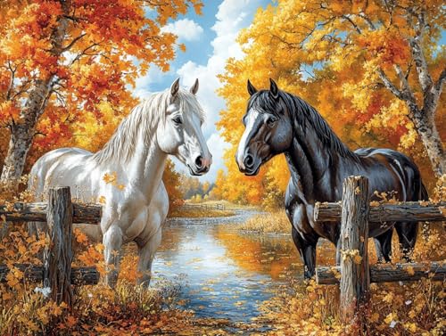 Art Crafts 14ct Counted Cross Stitch Patterns Kits Animals Horses Printed Stamped Cross Stitch Kits for Adults Needlepoint Kits