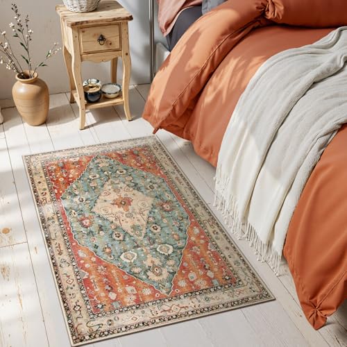 Felice Boho Tribal 2x3 Washable Small Rugs for Entryway Doormat Indoor Entrance (6 Sq Ft)